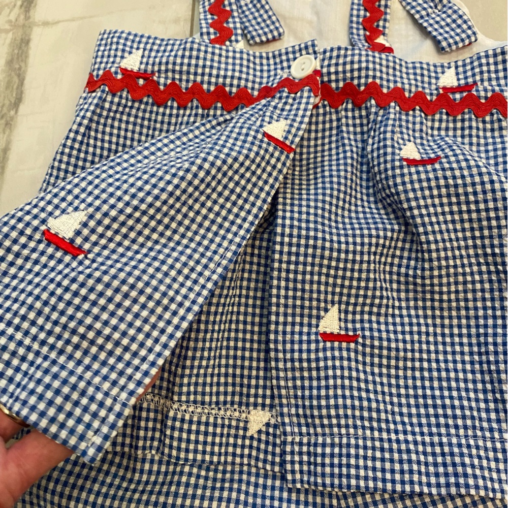 Blue and Red Kids Matching Set with Sailboat Design - Picture 6 of 11